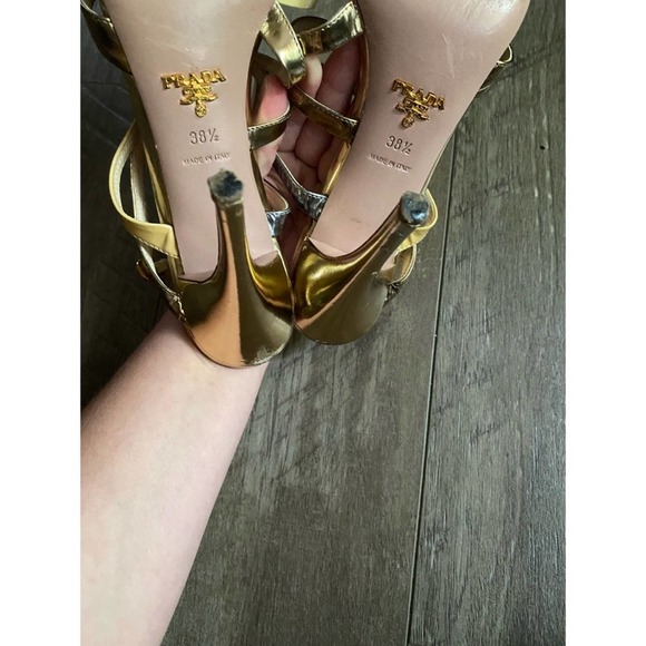 Prada Gold Strappy Heels - Picture 4 of 7